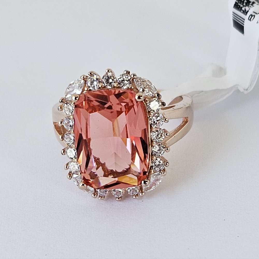 Charles Winston Padparadscha Sapphire  Ring 18k Rose Gold Vermeil Size 7 New